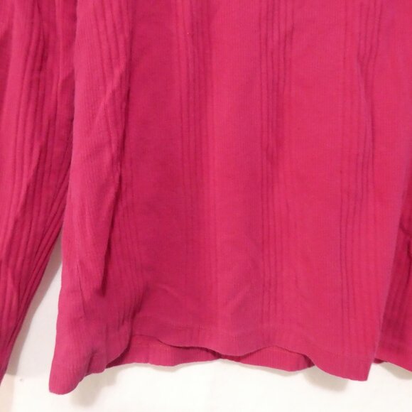 LAND'S END | medium (10-12) | Ribbed Pink Cotton Long Sleeve Pullover Shirt - Picture 7 of 16